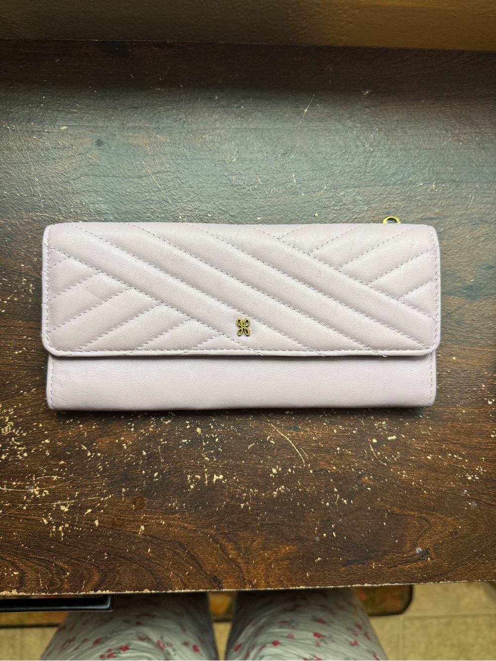 HOBO Quilted Lavender Women's Wallet with Gold Accentli